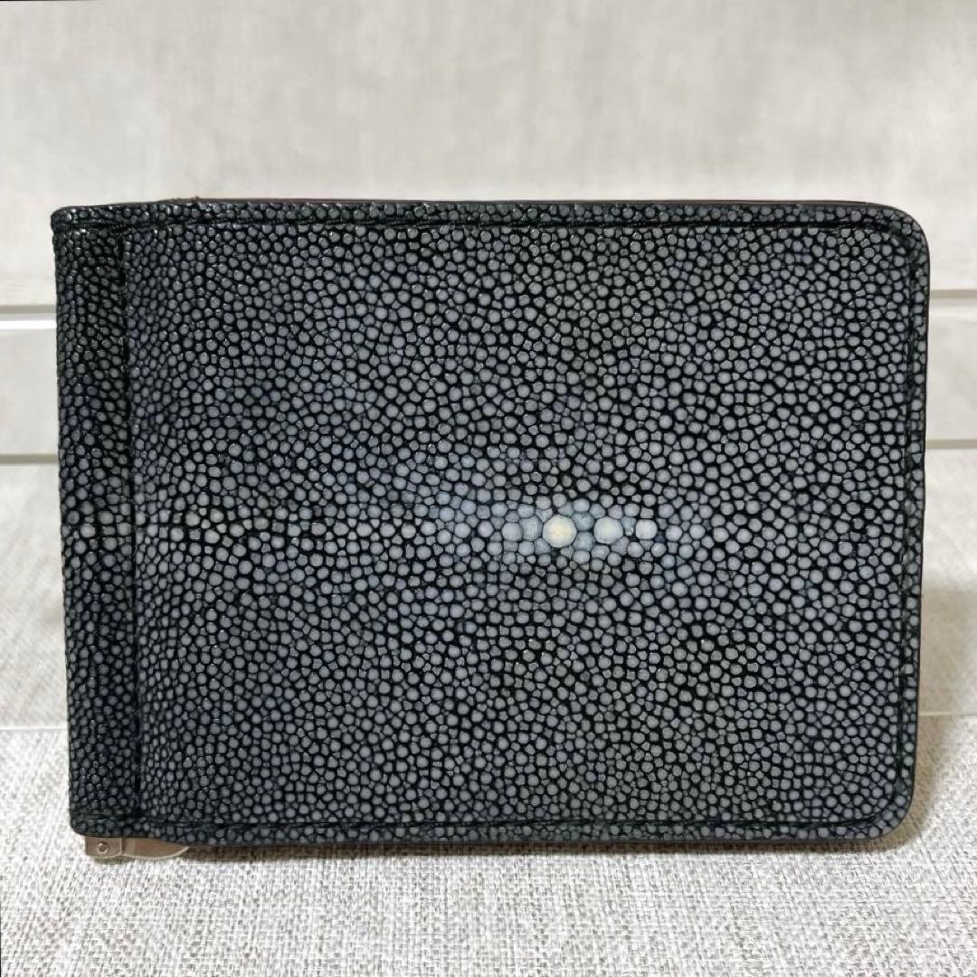 【人気完売色】バハリ マネークリップ ポリッシュ ガルーシャ エイ革 バイカラー