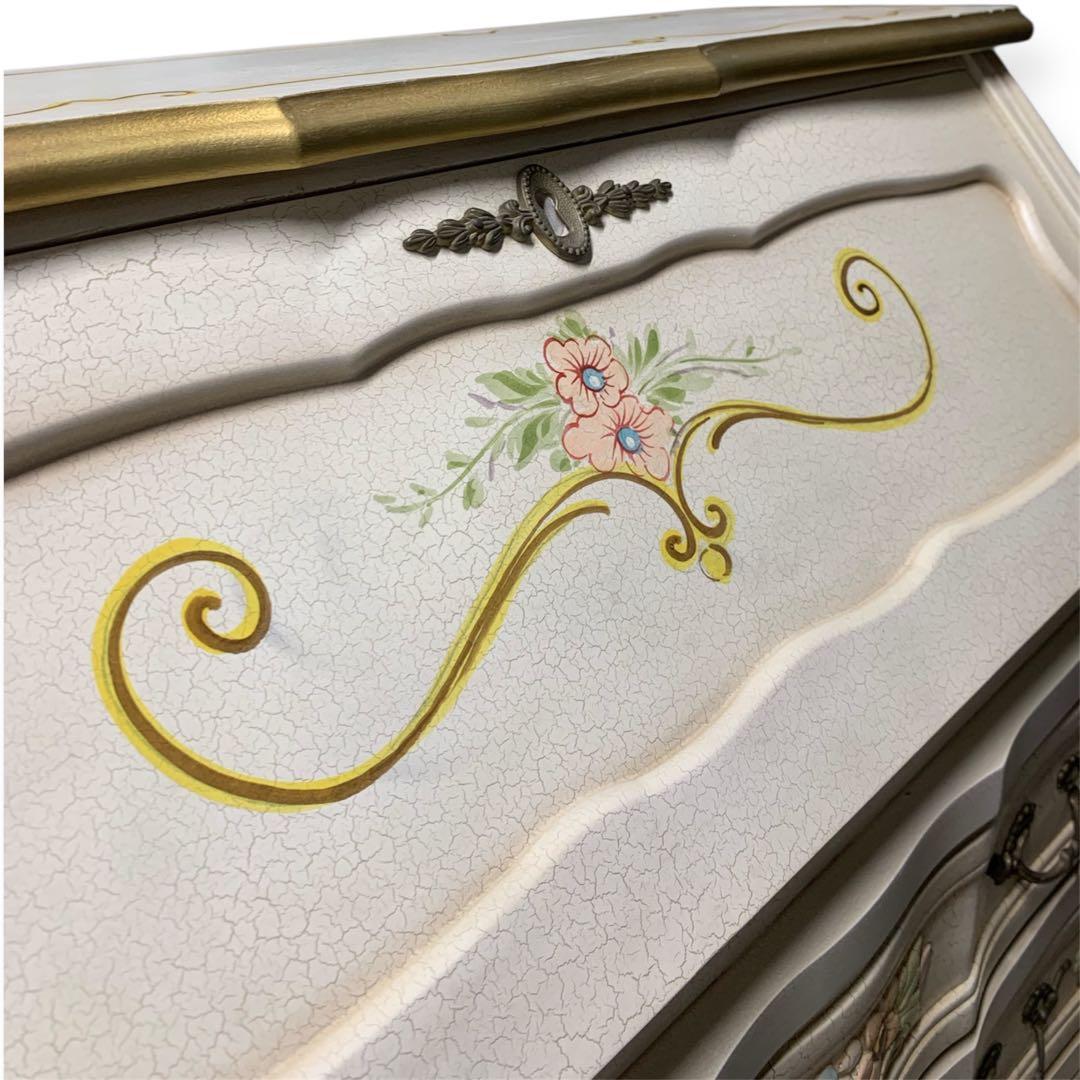 ロココ様式 猫脚 ライティングビューロー　エレガントな花　26ソ131