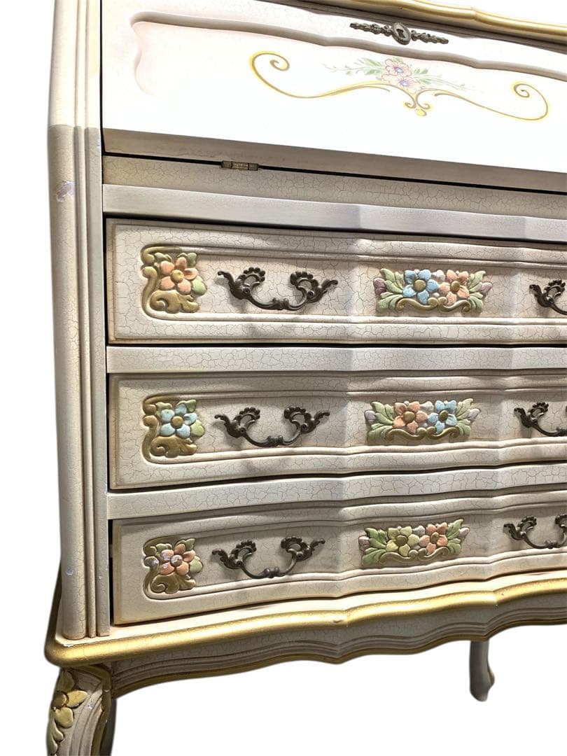 ロココ様式 猫脚 ライティングビューロー　エレガントな花　26ソ131