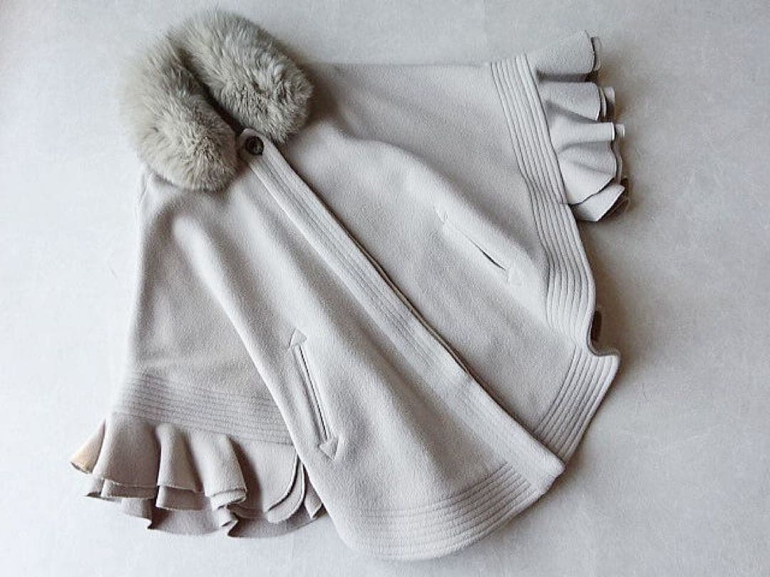 Sov. ソブ ポンチョ ケープ　コート　ブルーフォックス