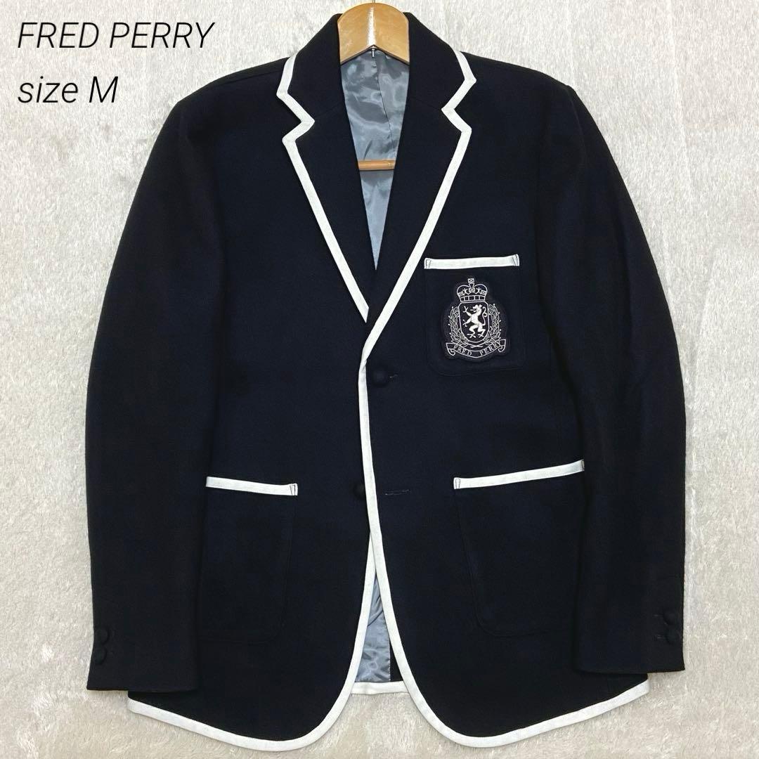 FRED PERRYジャケット パイピング シングル2ボタン アンコン 黒 M