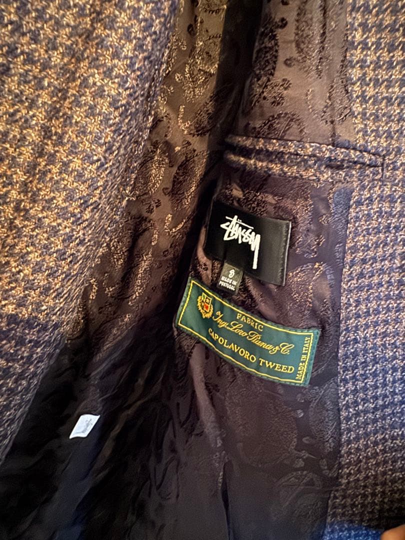 【S】STUSSYスーツダークブラウン千鳥柄美中古セットアップ