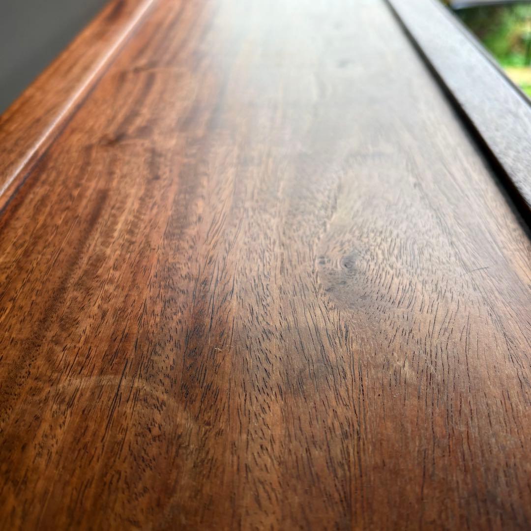 【 高級 】花梨 総無垢 ライティングビューロー 真鍮金具 彫刻入 一生物