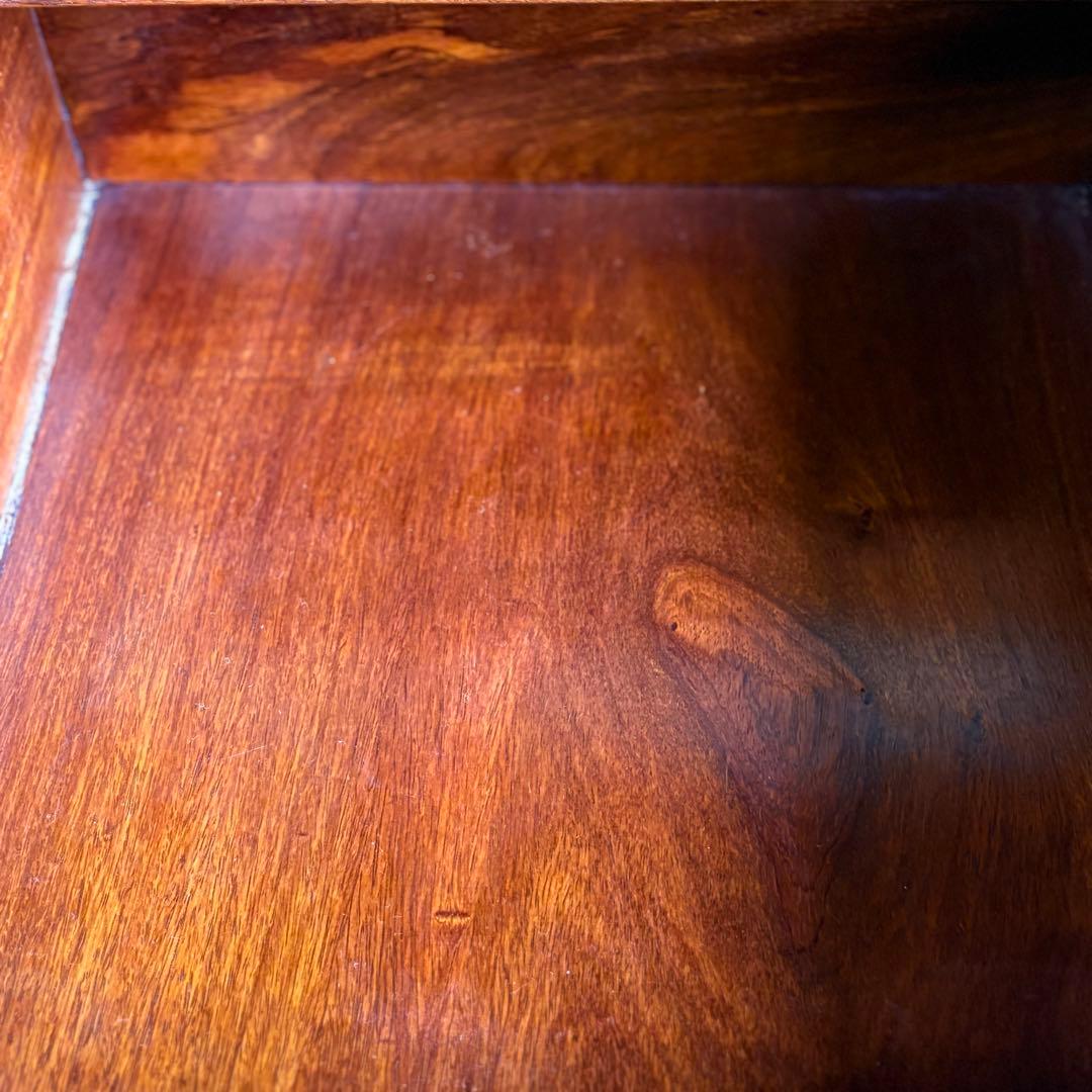 【 高級 】花梨 総無垢 ライティングビューロー 真鍮金具 彫刻入 一生物