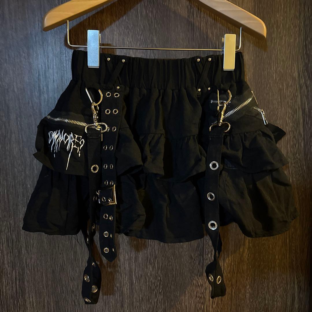Dimmoire PUNKフリルミニスカート【ブラック】