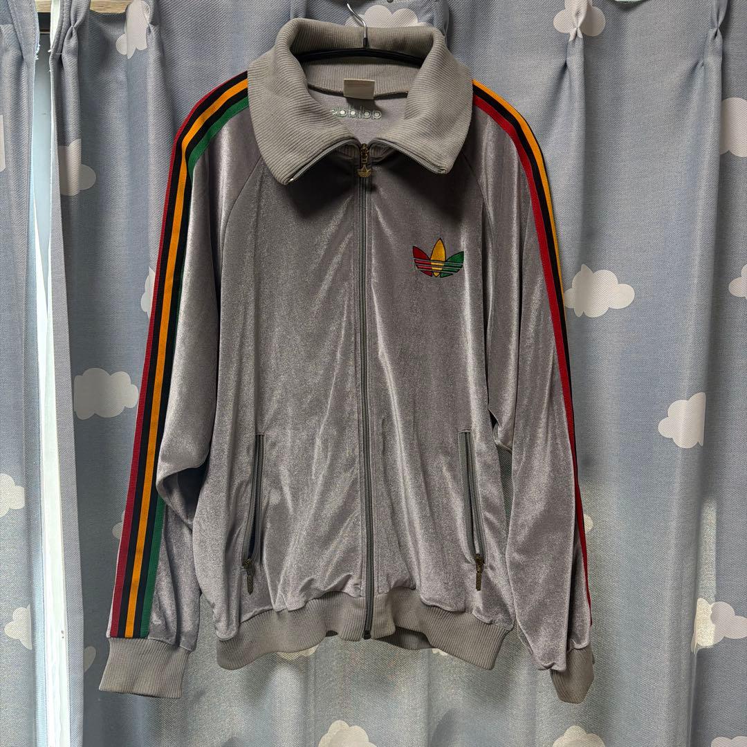 adidas ベロアジャージ 90s ラスタカラー 希少 ビンテージ
