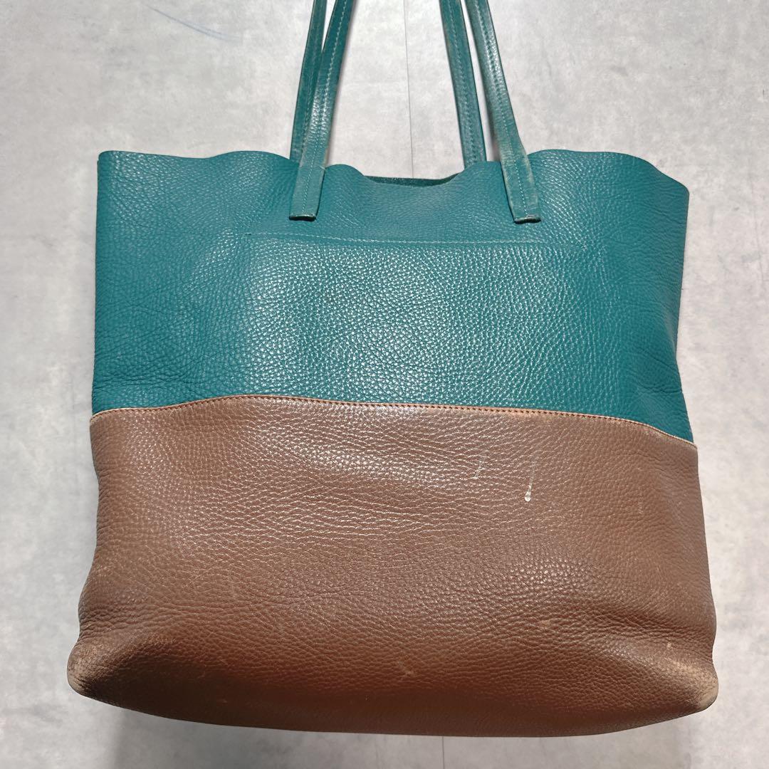 miu miu ミュウミュウ レザー バイカラー トートバッグ 緑 ブラウン