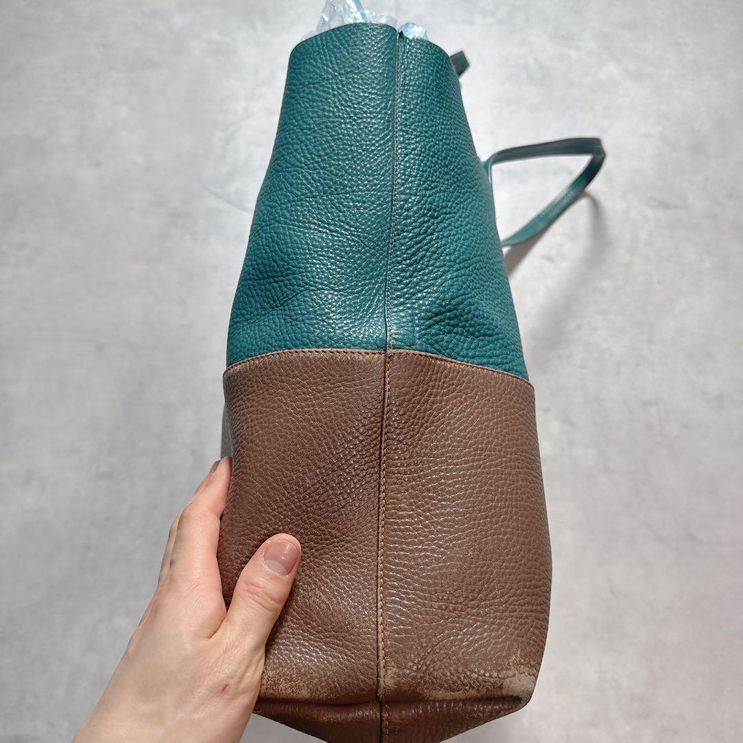 miu miu ミュウミュウ レザー バイカラー トートバッグ 緑 ブラウン