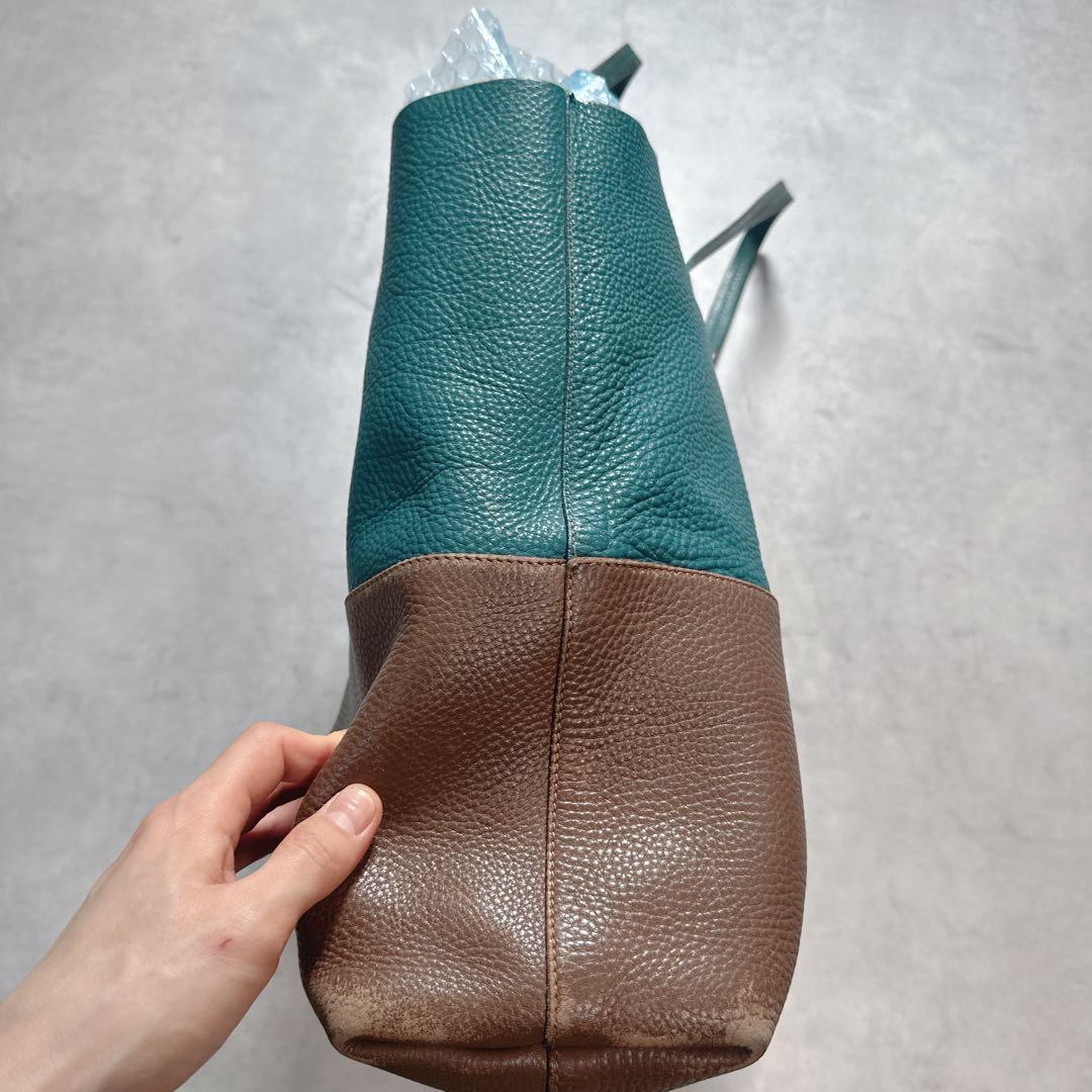 miu miu ミュウミュウ レザー バイカラー トートバッグ 緑 ブラウン