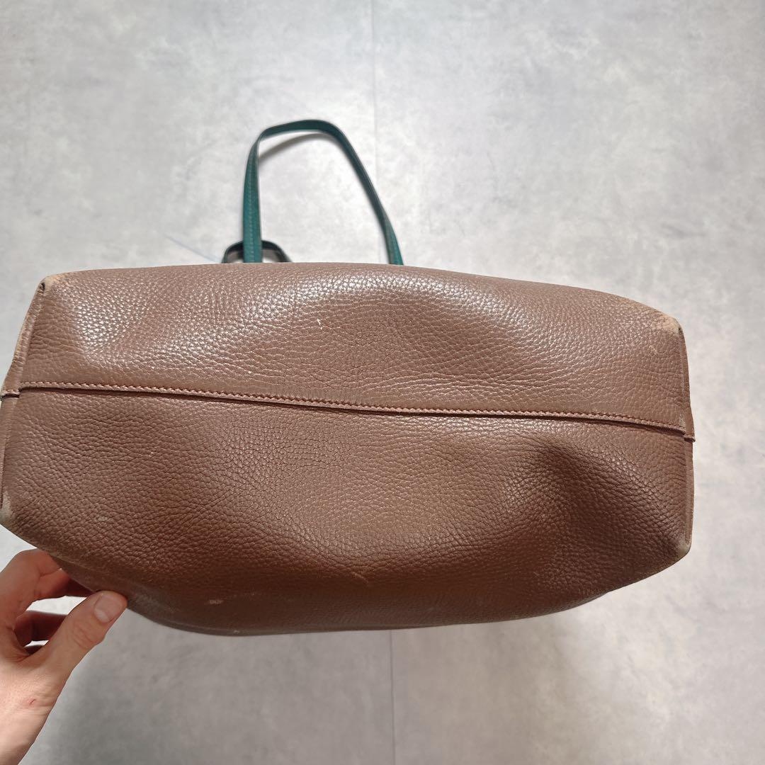 miu miu ミュウミュウ レザー バイカラー トートバッグ 緑 ブラウン