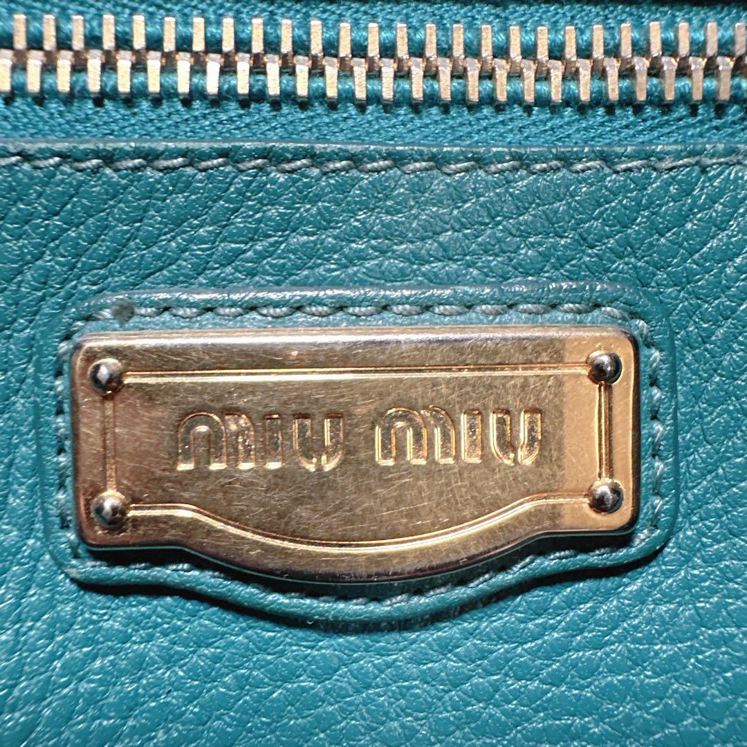 miu miu ミュウミュウ レザー バイカラー トートバッグ 緑 ブラウン