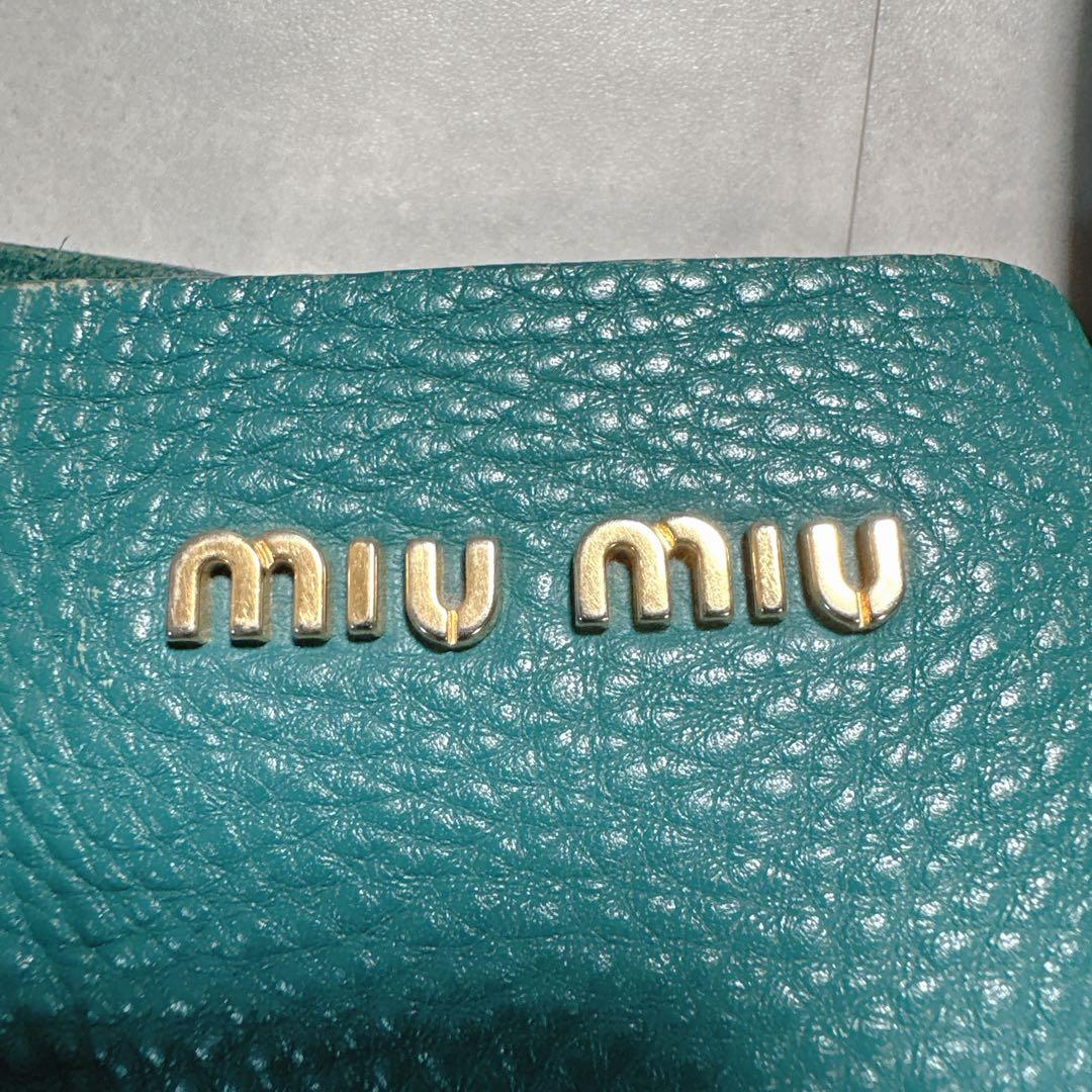 miu miu ミュウミュウ レザー バイカラー トートバッグ 緑 ブラウン