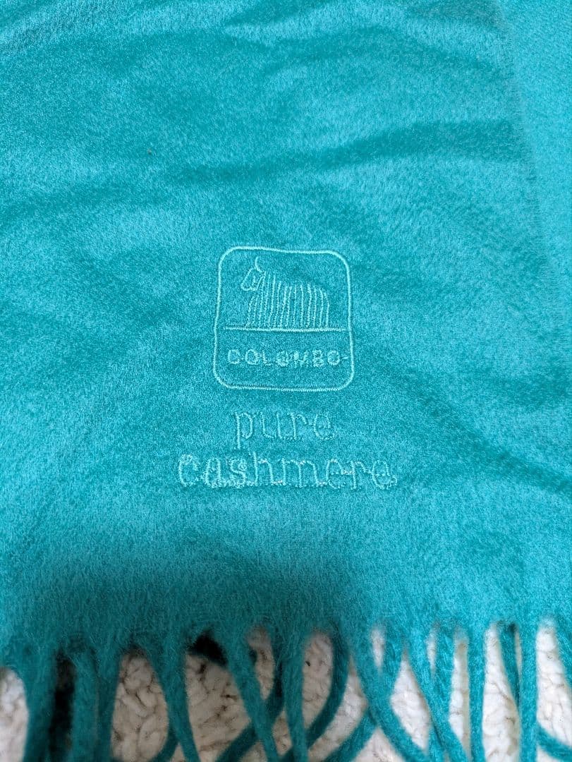 Colombo　カシミヤ100% ストール 185×38 ターコイズブルー 伊製