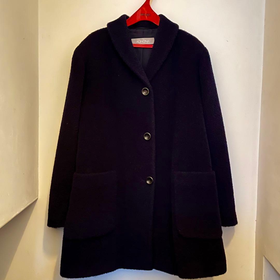 AGNONA アニオナ　ダークネイビー アルパカ65%コート　イタリア製