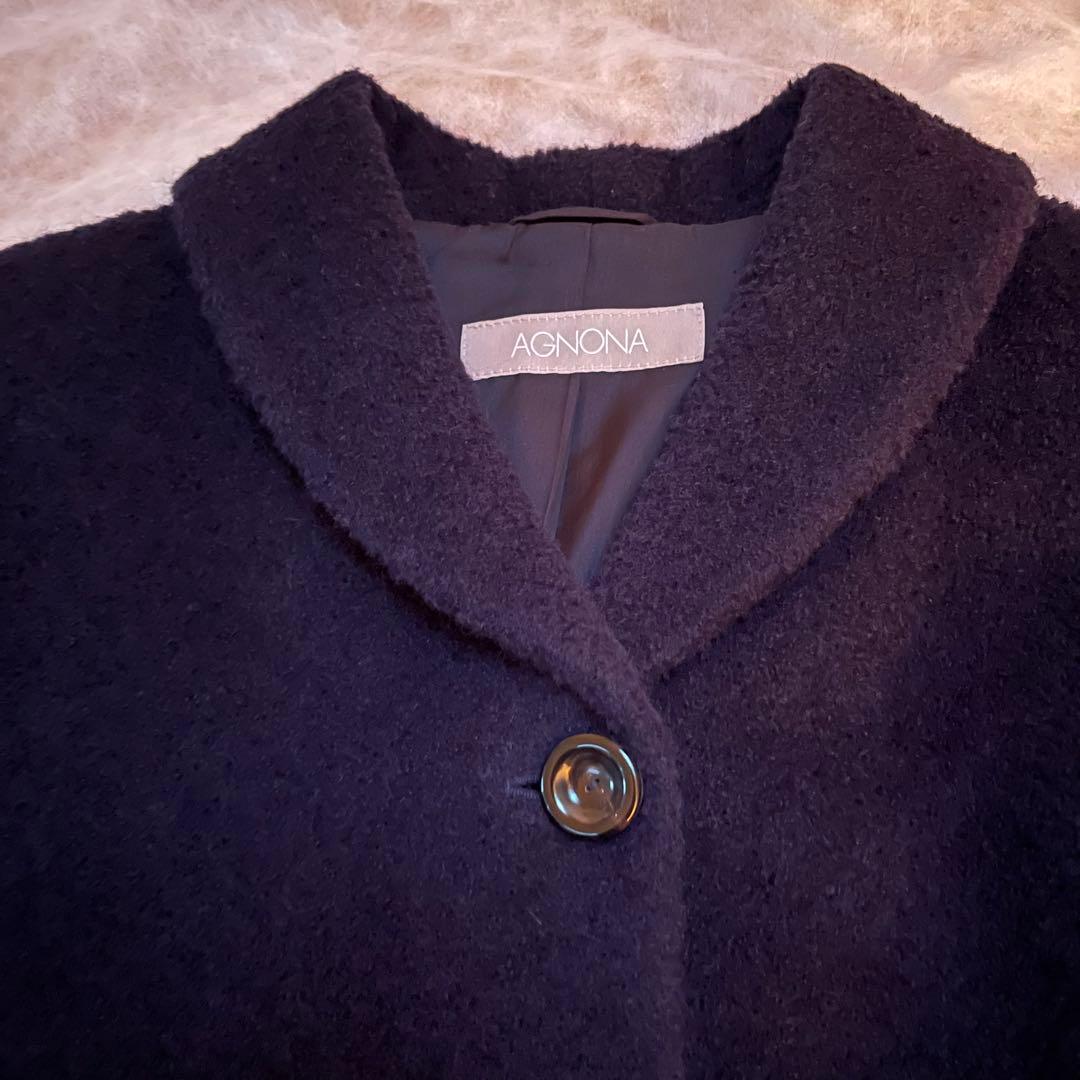 AGNONA アニオナ　ダークネイビー アルパカ65%コート　イタリア製
