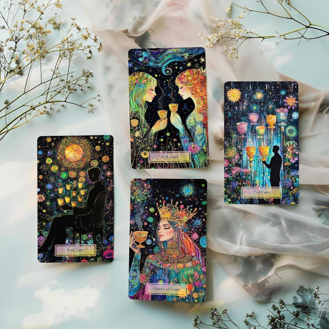 在庫2点✨金縁ver✨超美麗イラスト✨夜空と星の魔法の庭の神秘のタロットカード