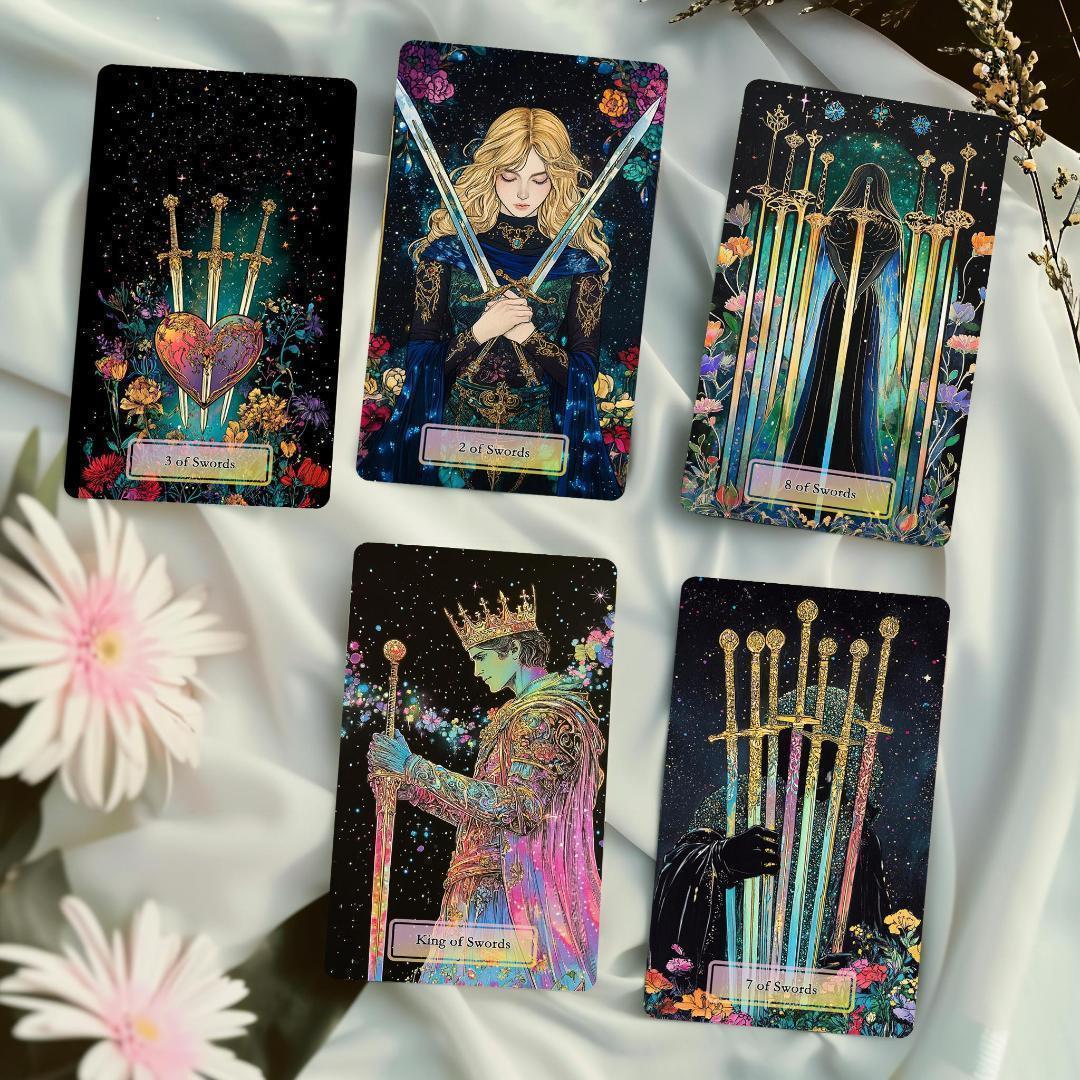 在庫2点✨金縁ver✨超美麗イラスト✨夜空と星の魔法の庭の神秘のタロットカード