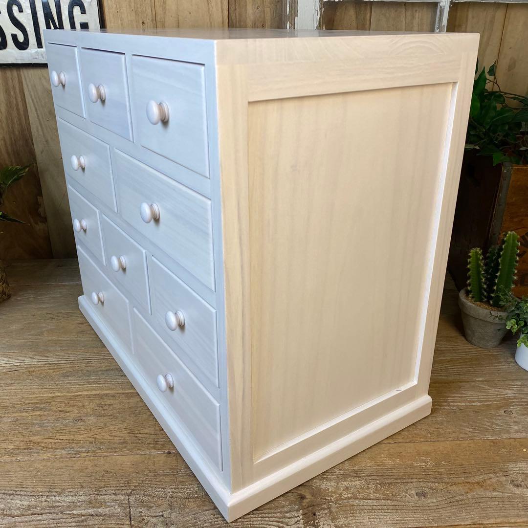 大幅値下げセール中！木製多引き出し桐チェストタンスBホワイト60㎝×53㎝収納