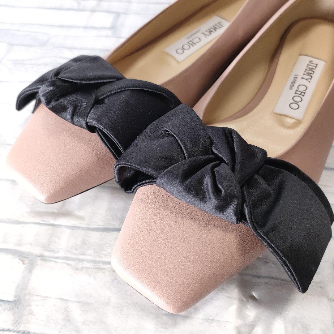 新品✨JIMMY CHOO　BERTELLE FLAT　レザー　リボン　ピンク