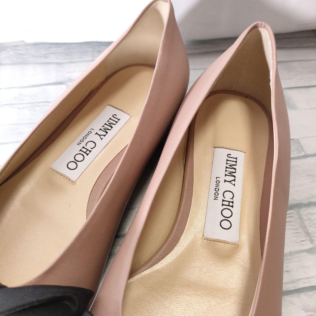 新品✨JIMMY CHOO　BERTELLE FLAT　レザー　リボン　ピンク