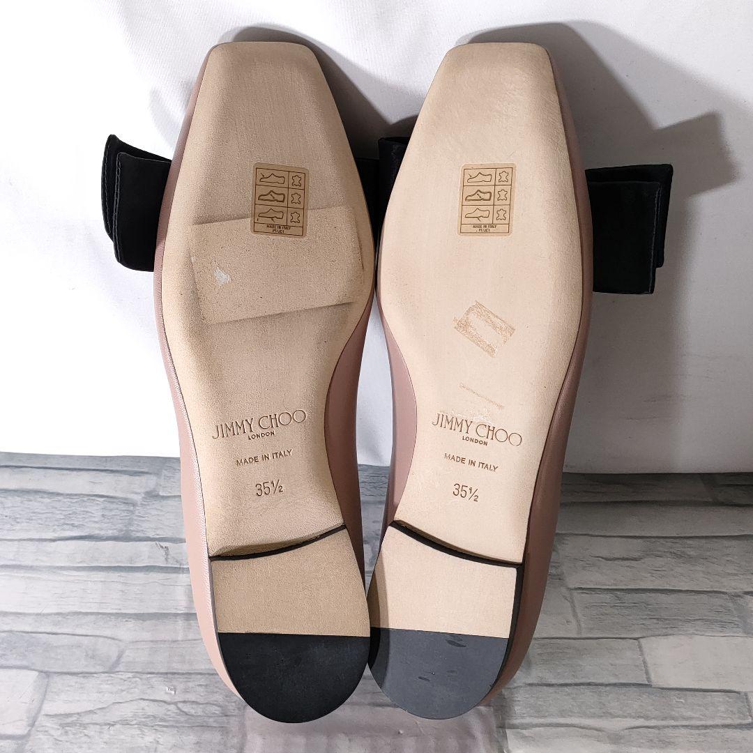 新品✨JIMMY CHOO　BERTELLE FLAT　レザー　リボン　ピンク
