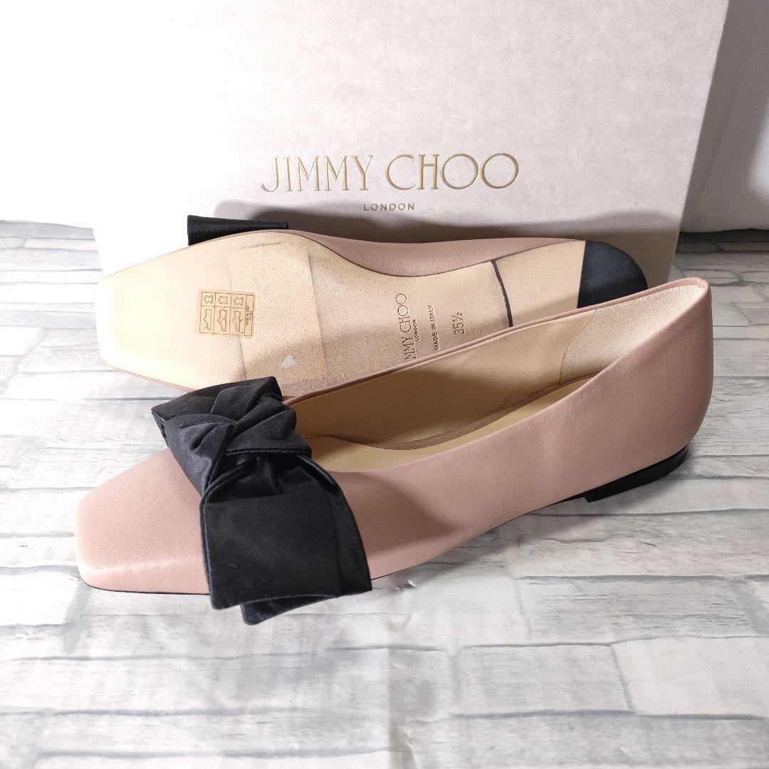 新品✨JIMMY CHOO　BERTELLE FLAT　レザー　リボン　ピンク