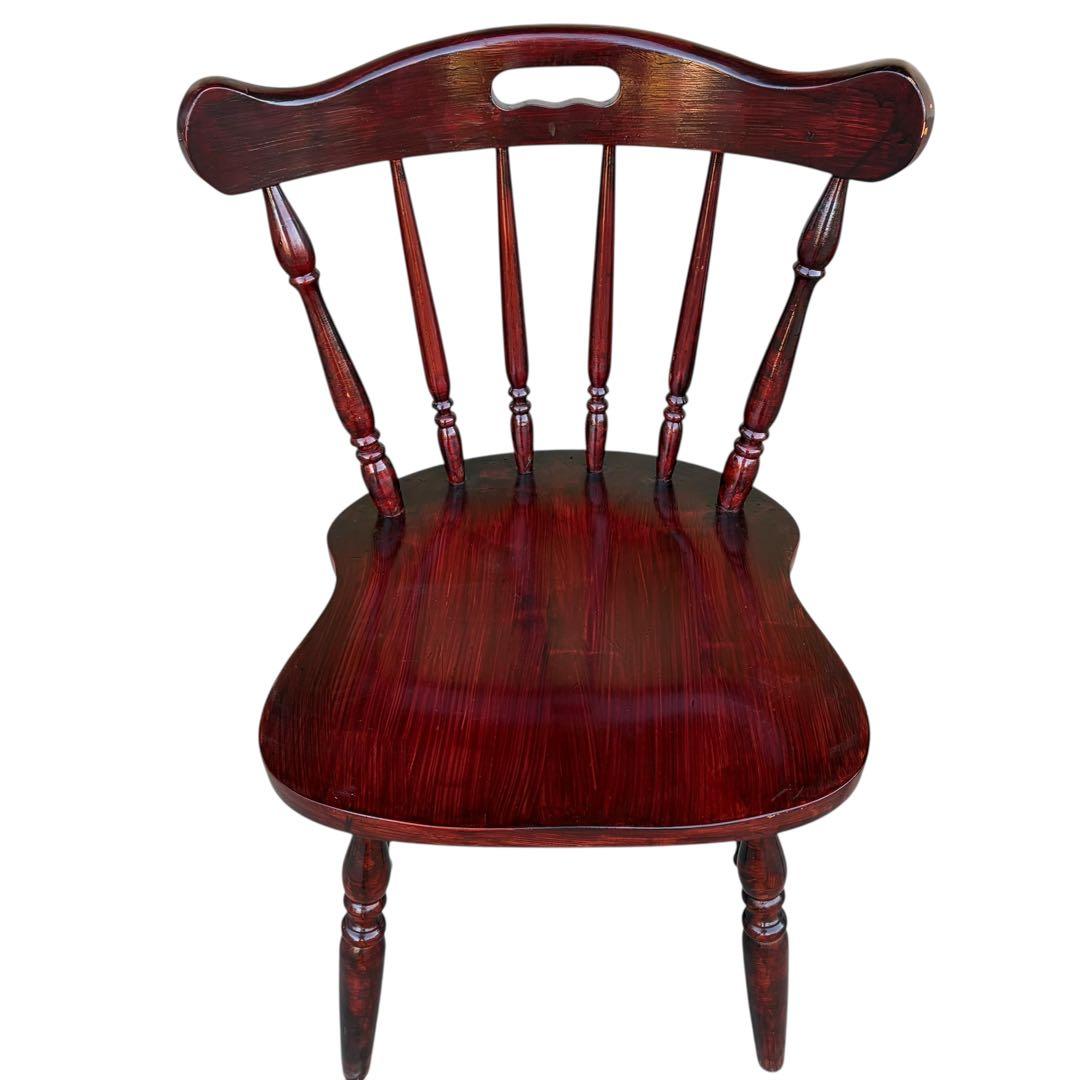 飛騨高山 柏木工 ウィンザーチェア 2脚セット ダイニングチェア ワインレッド①