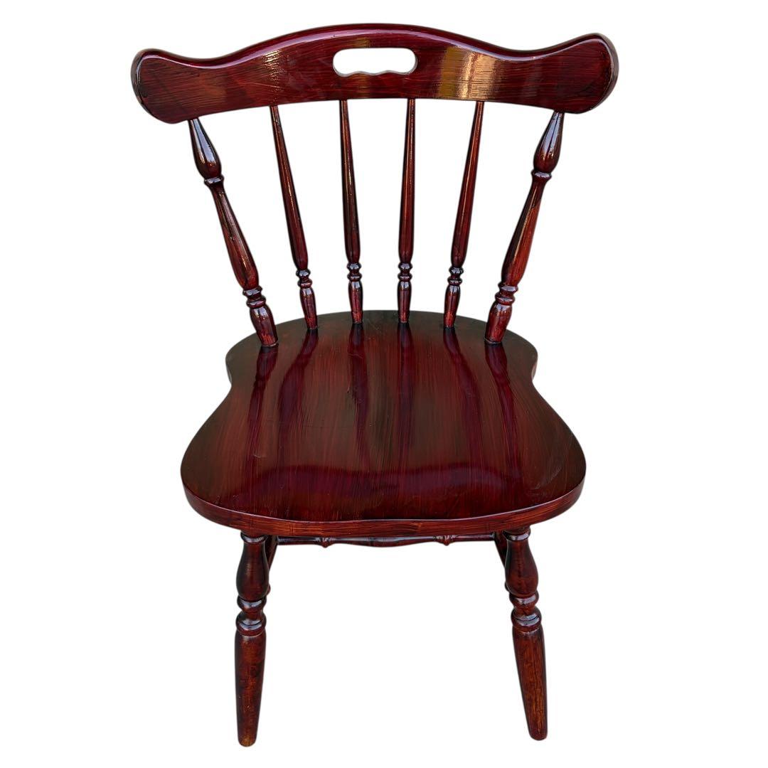 飛騨高山 柏木工 ウィンザーチェア 2脚セット ダイニングチェア ワインレッド①