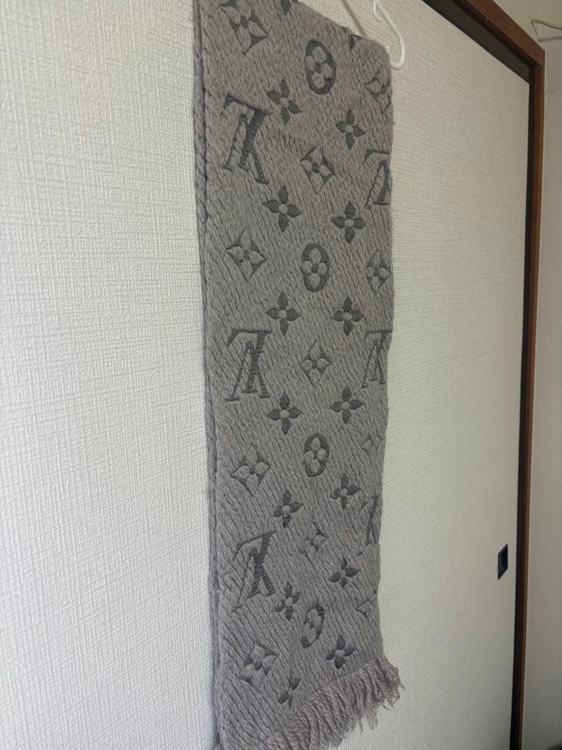 ルイ・ヴィトン グレー マフラー ウール混紡