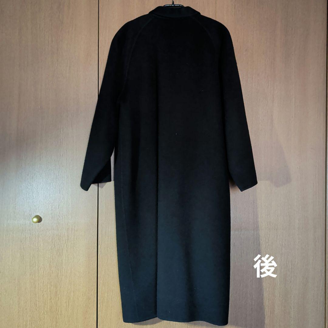 ウールのロングコート、黒、ダブルボタン