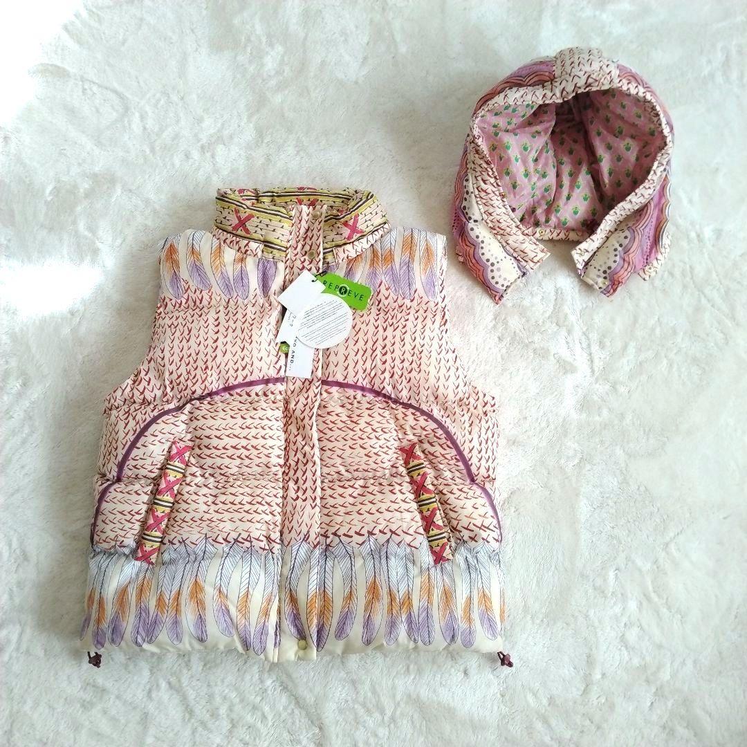 【ツモリチサト ニコアンド コラボ】未使用 タグ付き 中綿 ベスト 総柄