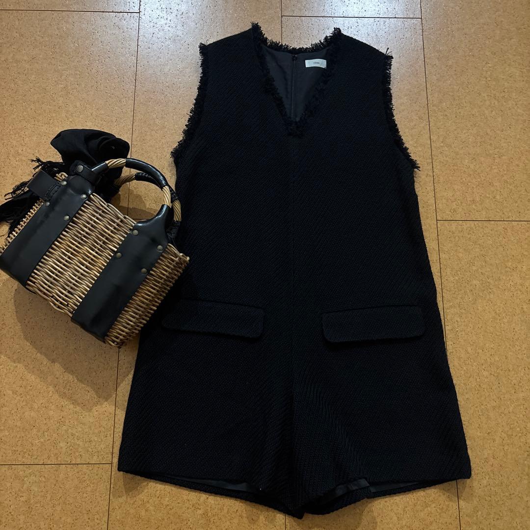 極美品　人気完売品　イエナ　ツィードコンビネゾン　オールインワン　黒