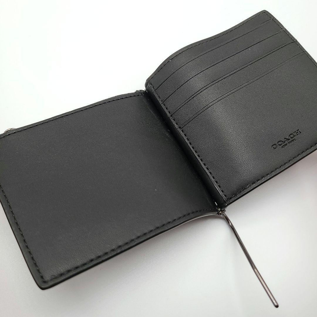 COACH マネークリップ 新品 チャコール ブラック レザー メンズ