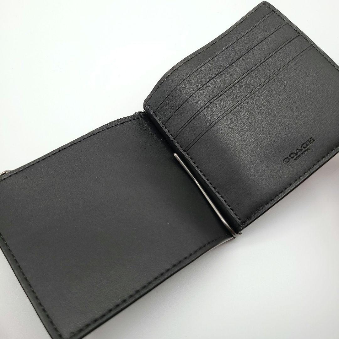 COACH マネークリップ 新品 チャコール ブラック レザー メンズ