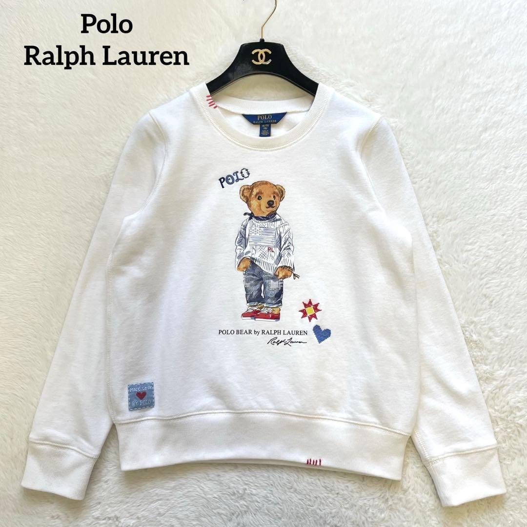 美品 ラルフローレン ポロベア スウェット ホワイト