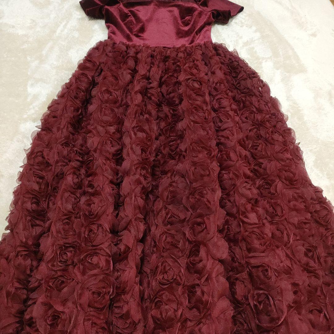 etoll ベロア ロゼット フレアドレス オケージョンドレス パーティー結婚式