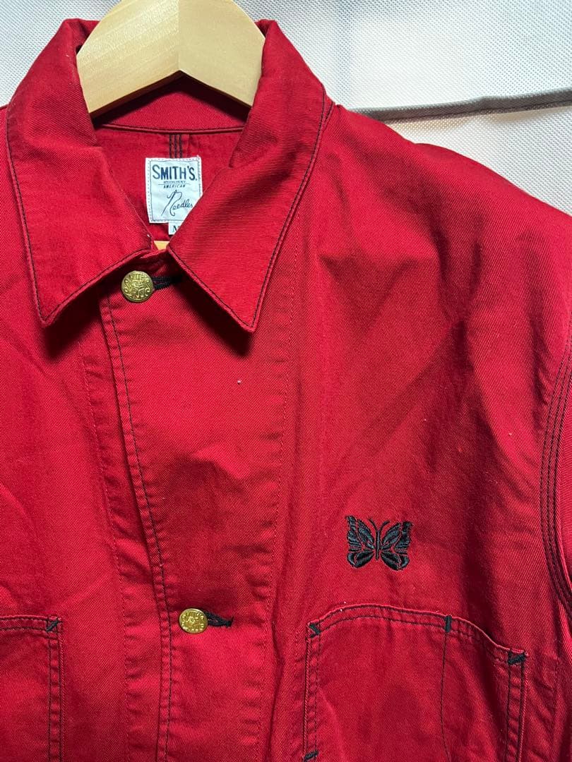 Needles × SMITH’S カバーオール 蝶刺繍 レッド M