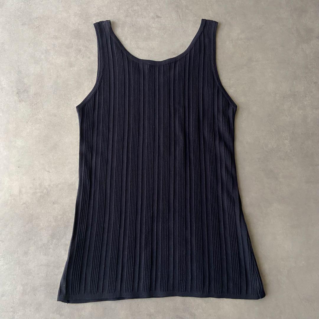 【高級】HERMES エルメス タンクトップ ネイビー コットン AW93
