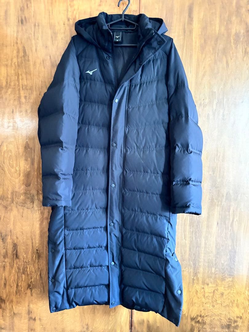 Mizuno ダウンベンチコート フード付き　サイズM 黒