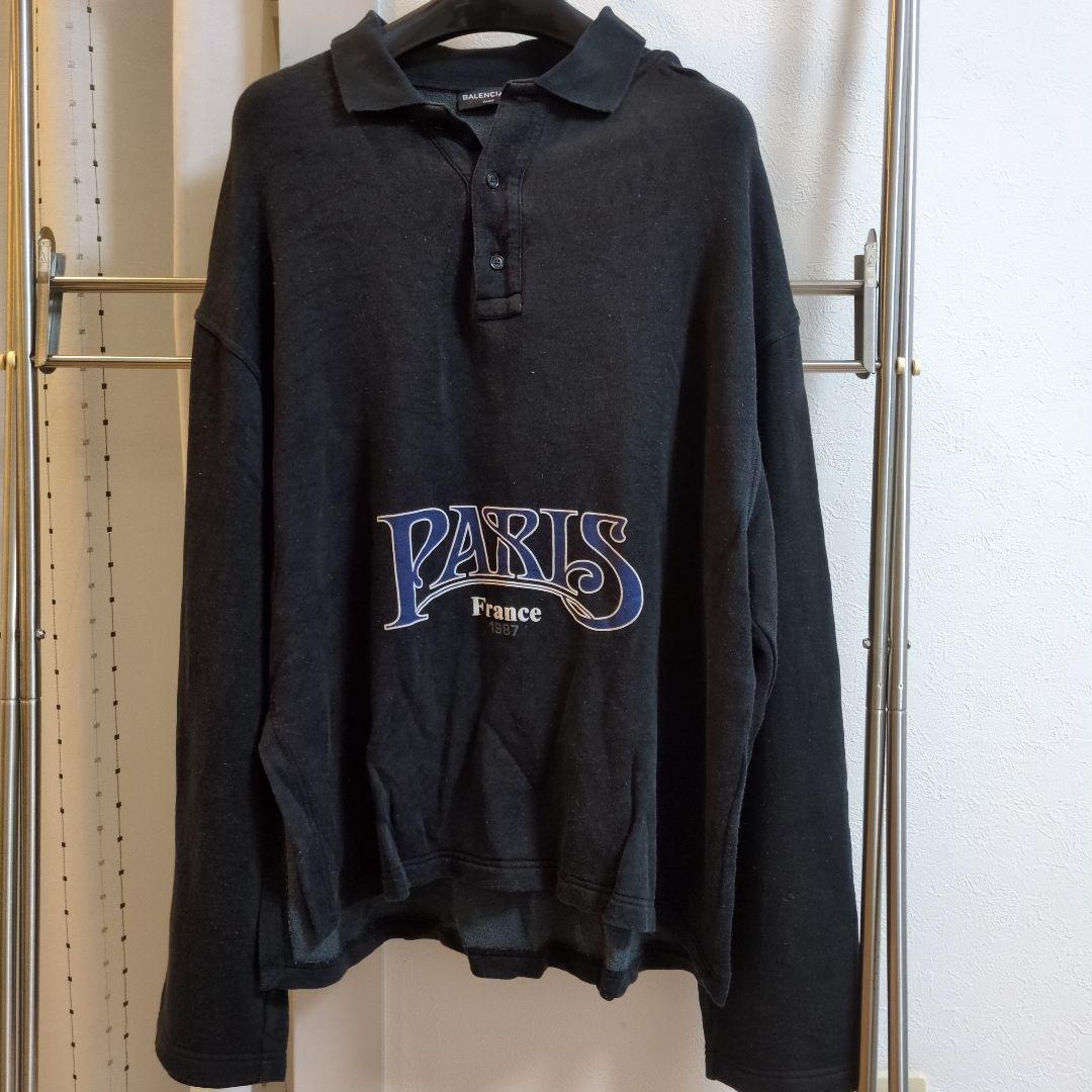 BALENCIAGA バレンシアガ ポロシャツ 長袖 PARIS レトロ