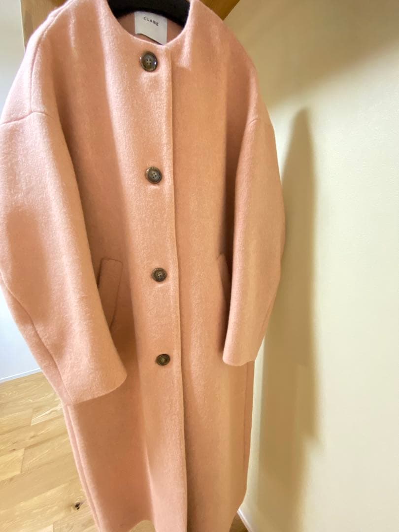 ピンク ウール ロングコート