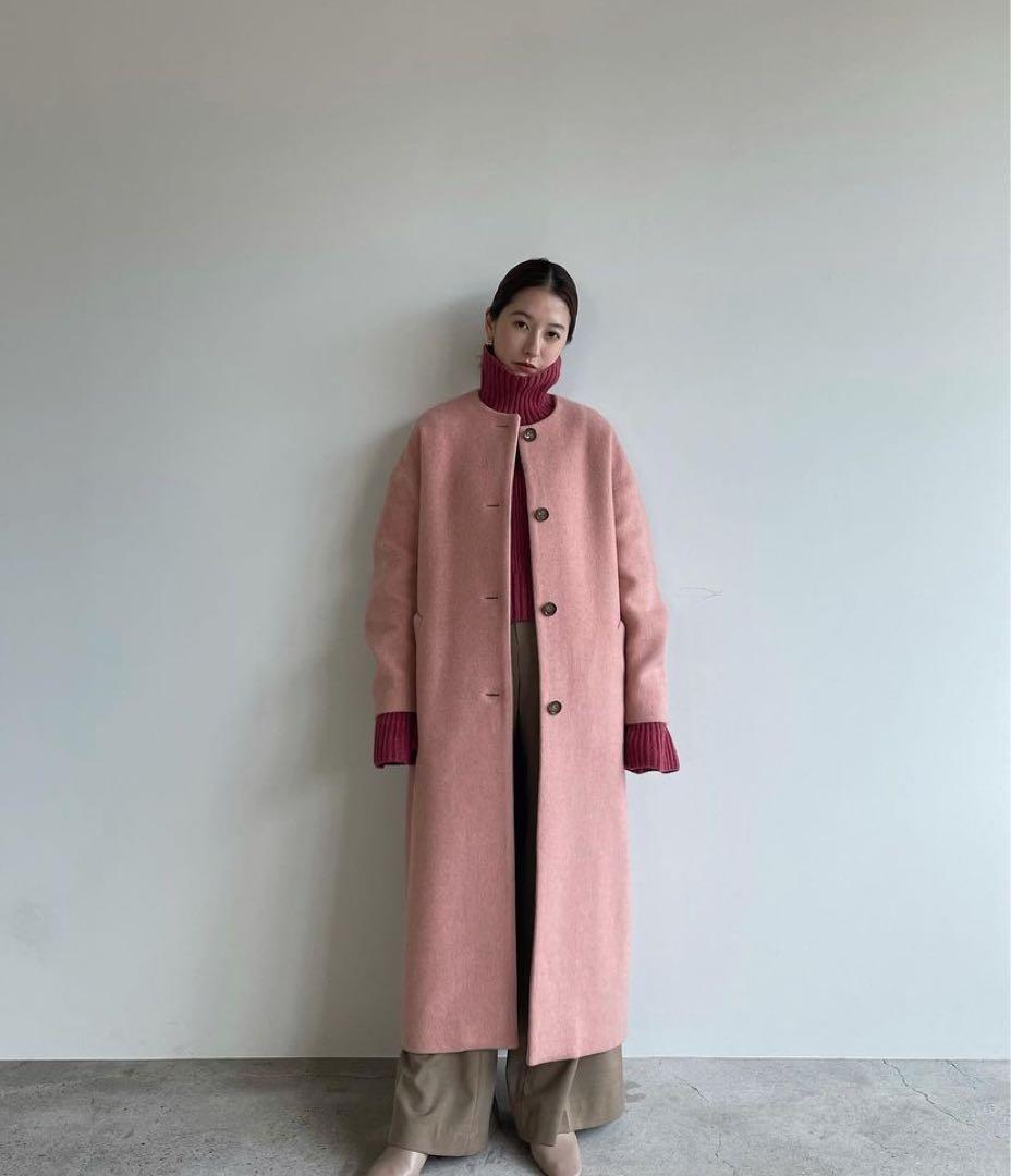ピンク ウール ロングコート