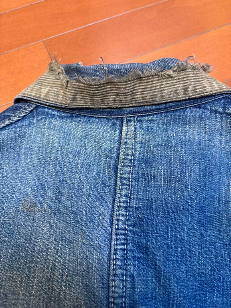 デニムカバーオール コーデュロイ襟付き