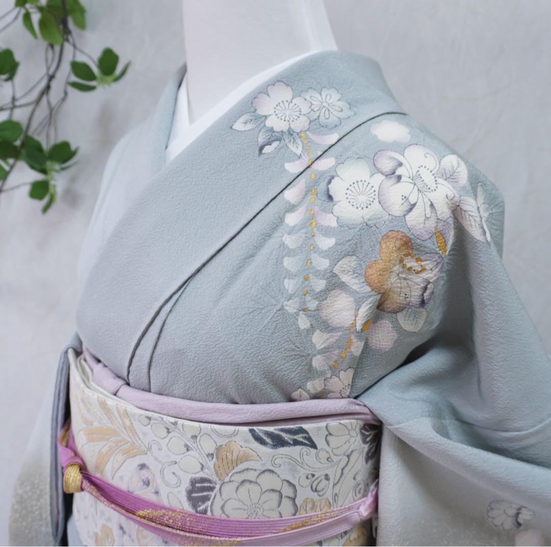 訪問着フルセット　302▪︎ 辻が花　卒業式　入学式　お宮参り　グレー色