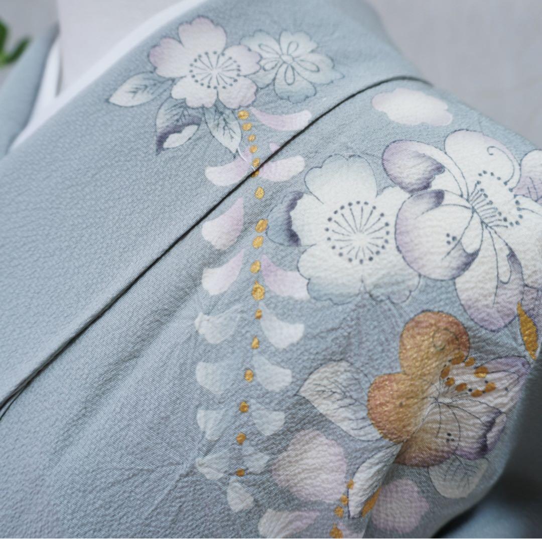 訪問着フルセット　302▪︎ 辻が花　卒業式　入学式　お宮参り　グレー色