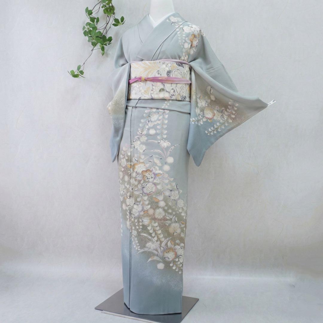訪問着フルセット　302▪︎ 辻が花　卒業式　入学式　お宮参り　グレー色