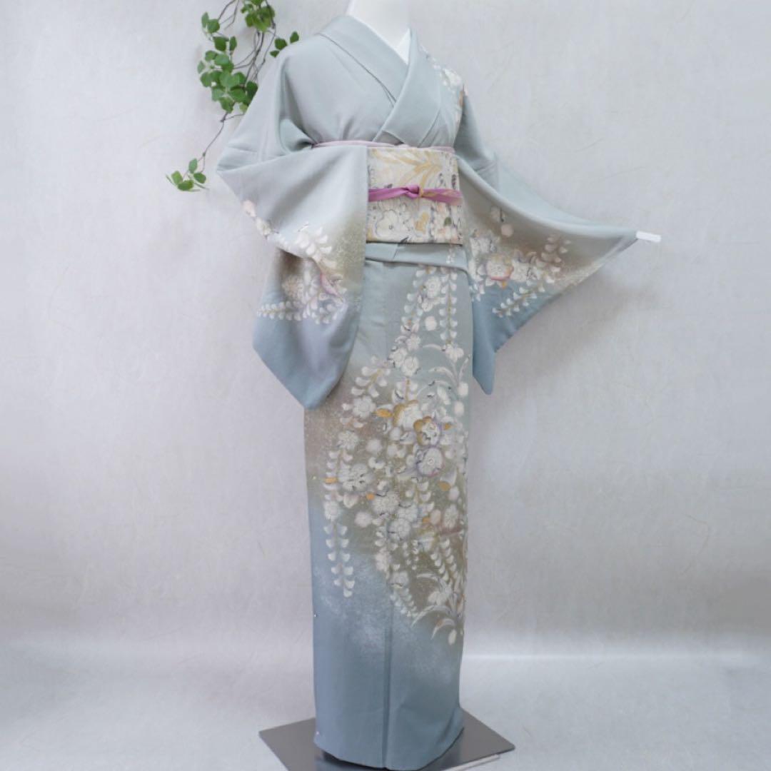 訪問着フルセット　302▪︎ 辻が花　卒業式　入学式　お宮参り　グレー色