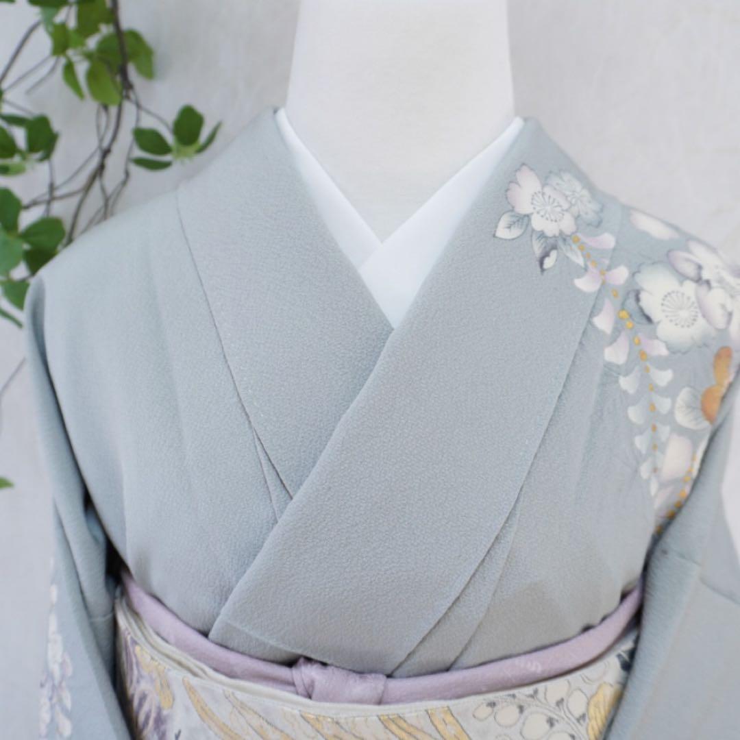 訪問着フルセット　302▪︎ 辻が花　卒業式　入学式　お宮参り　グレー色