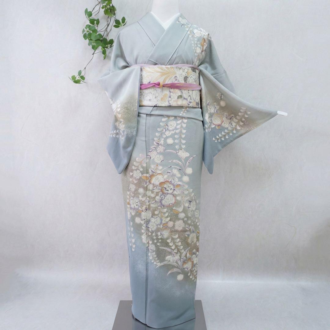 訪問着フルセット　302▪︎ 辻が花　卒業式　入学式　お宮参り　グレー色