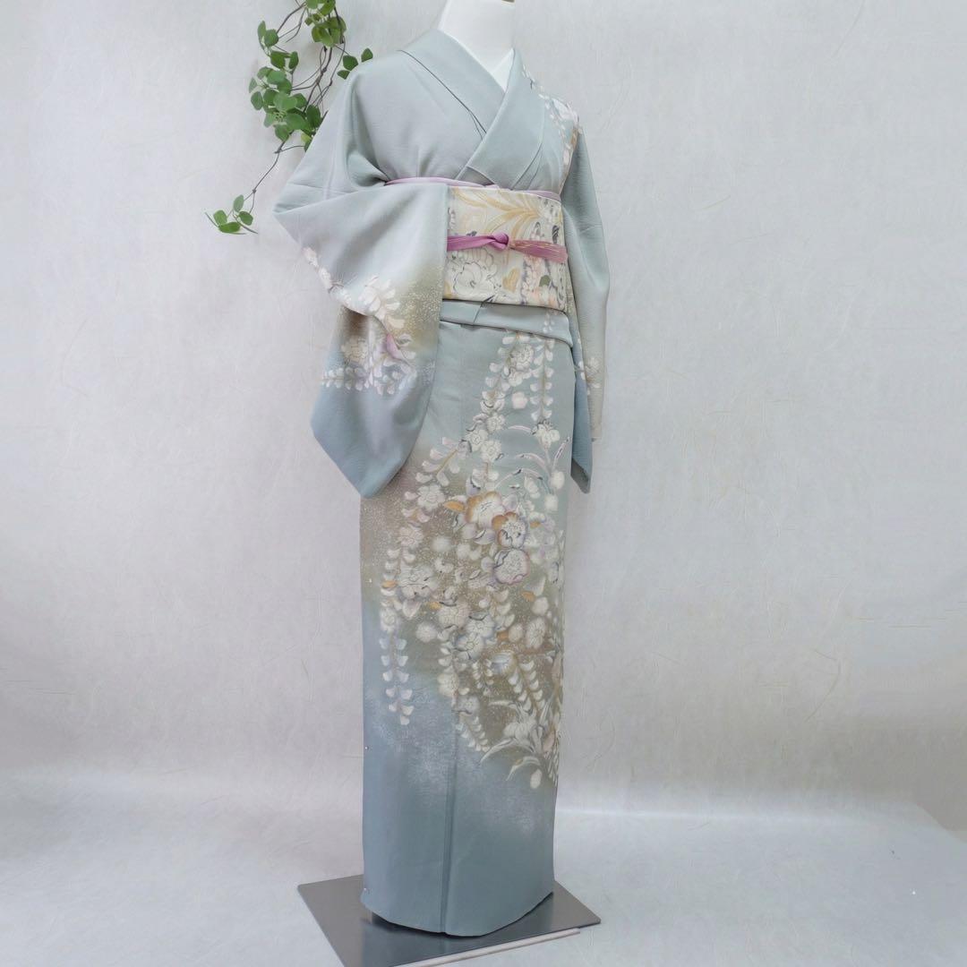 訪問着フルセット　302▪︎ 辻が花　卒業式　入学式　お宮参り　グレー色
